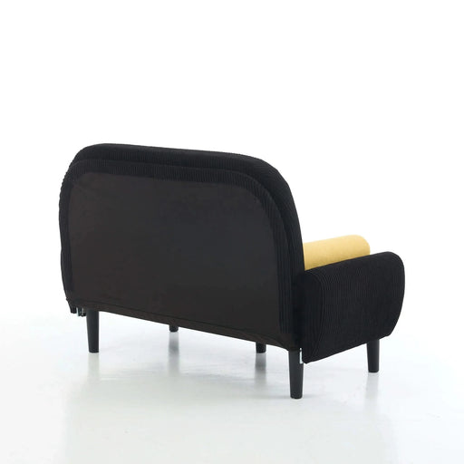 Black corduroy love seat soaf livingroom day bed recliner with storage pocket USB charger Default -DTYStore