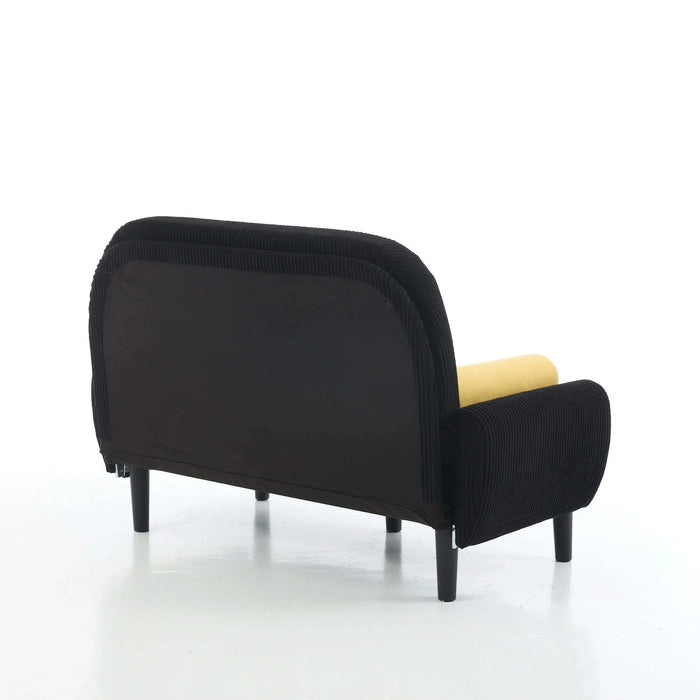 Black corduroy love seat soaf livingroom day bed recliner with storage pocket USB charger Default -DTYStore