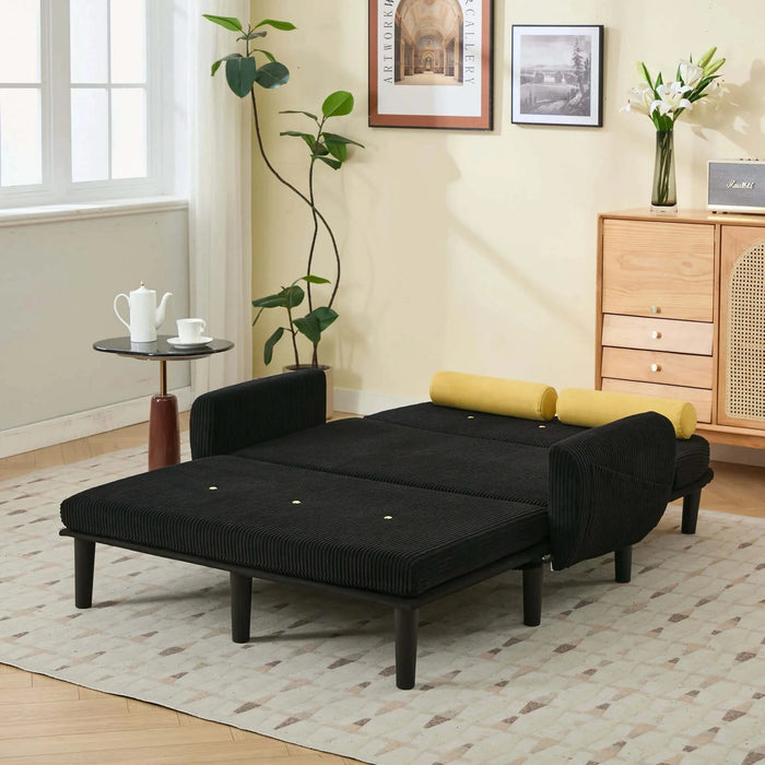 Black corduroy love seat soaf livingroom day bed recliner with storage pocket USB charger Default -DTYStore