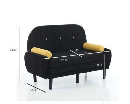 Black corduroy love seat soaf livingroom day bed recliner with storage pocket USB charger Default -DTYStore