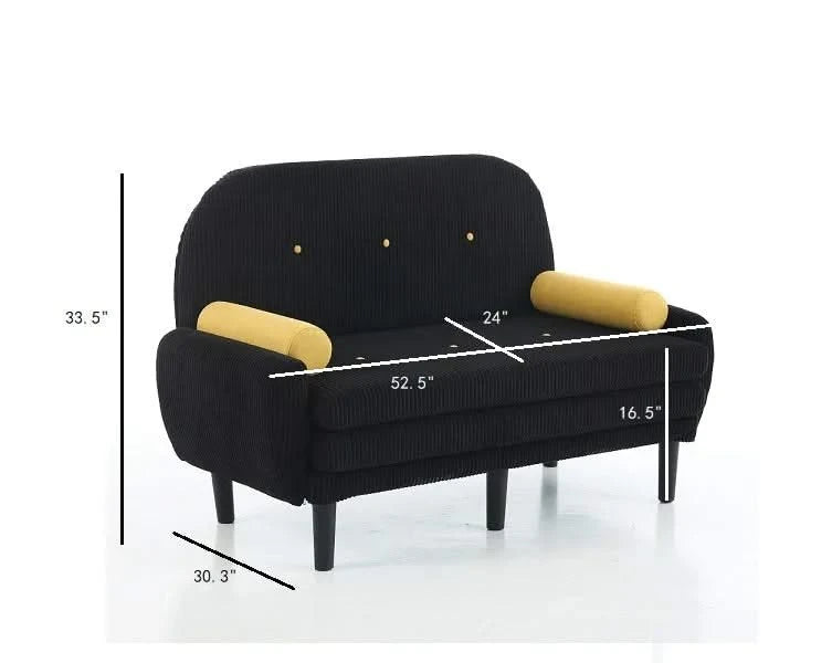 Black corduroy love seat soaf livingroom day bed recliner with storage pocket USB charger Default -DTYStore