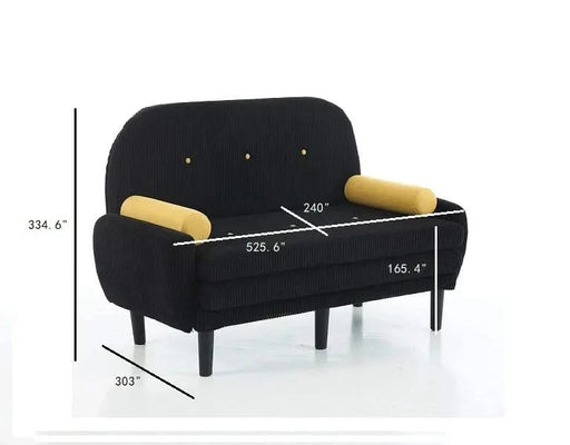 Black corduroy love seat soaf livingroom day bed recliner with storage pocket USB charger Default -DTYStore