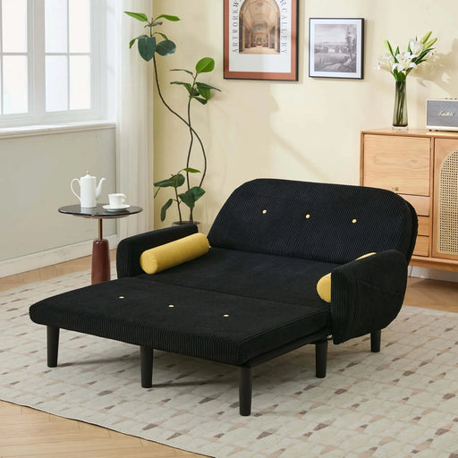 Black corduroy love seat soaf livingroom day bed recliner with storage pocket USB charger Default -DTYStore