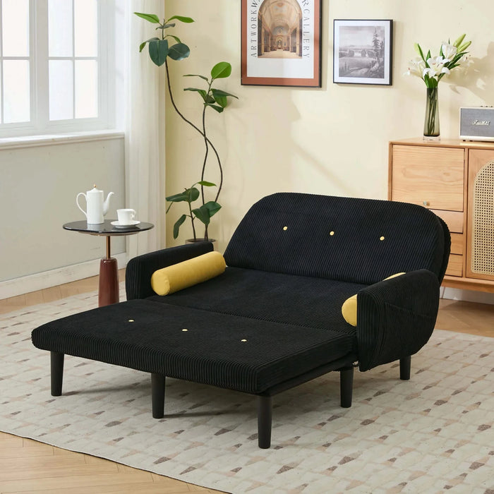 Black corduroy love seat soaf livingroom day bed recliner with storage pocket USB charger Default -DTYStore