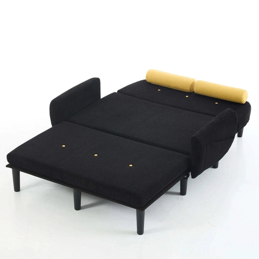 Black corduroy love seat soaf livingroom day bed recliner with storage pocket USB charger Default -DTYStore