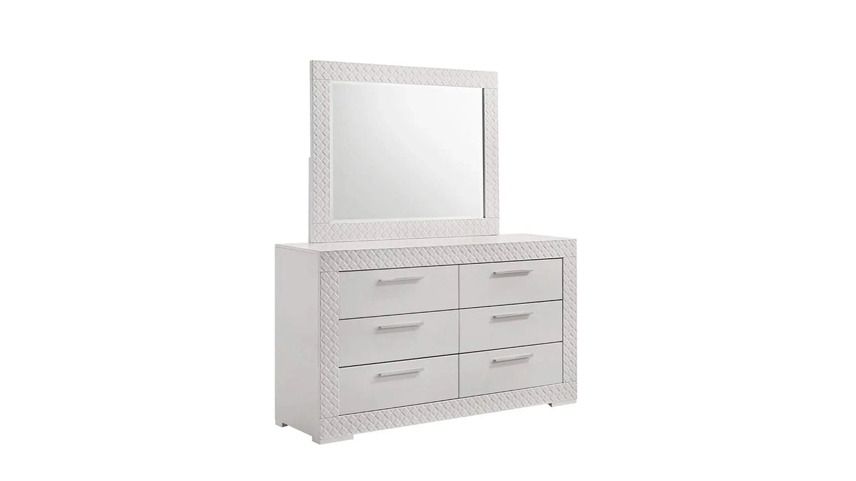 Blanca Modern Style 4 Pc Queen Bedroom Set with LED Headboard Made with Wood in White Default -DTYStore