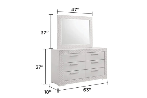 Blanca Modern Style 4 Pc Queen Bedroom Set with LED Headboard Made with Wood in White Default -DTYStore