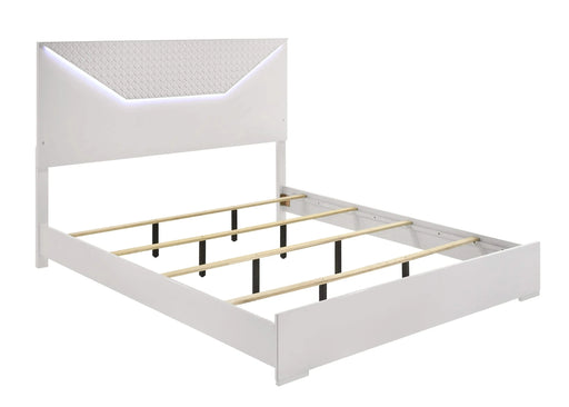 Blanca Modern Style 4 Pc Queen Bedroom Set with LED Headboard Made with Wood in White Default -DTYStore