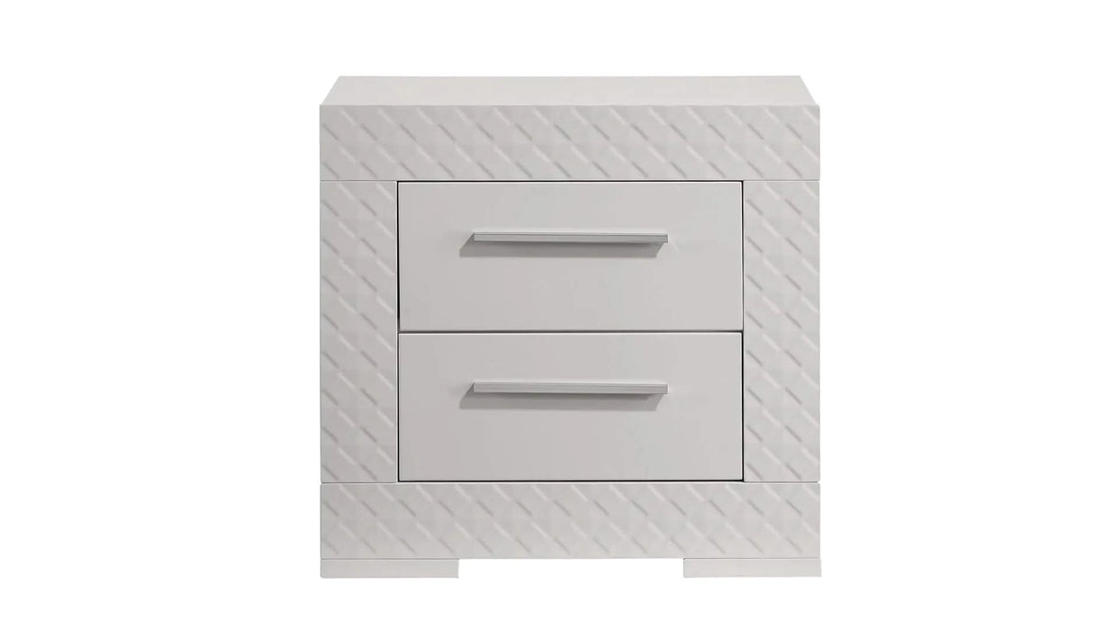 Blanca Modern Style 5 Pc Queen Bedroom Set with LED Headboard Made with Wood in White Default -DTYStore