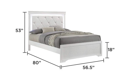 Blaze Upholstered Modern Style 4 Pc Full Bedroom Set with LED Headboard Made with Wood in White Default -DTYStore