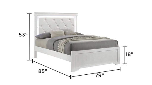 Blaze Upholstered Modern Style 4 Pc King Bedroom Set with LED Headboard Made with Wood in White(NJ WAREHOUSE) Default -DTYStore