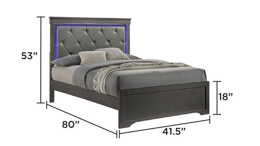 Blaze Upholstered Modern Style 4 Pc Twin Bedroom Set with LED Headboard Made with Wood in Metallic Gray(CA WAREHOUSE) Default -DTYStore