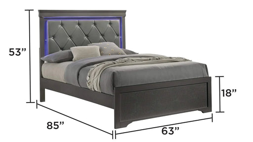 Blaze Upholstered Modern Style 5 Pc Queen Bedroom Set with LED Headboard Made with Wood in Metallic Gray(NJ INVENTORY) Default -DTYStore
