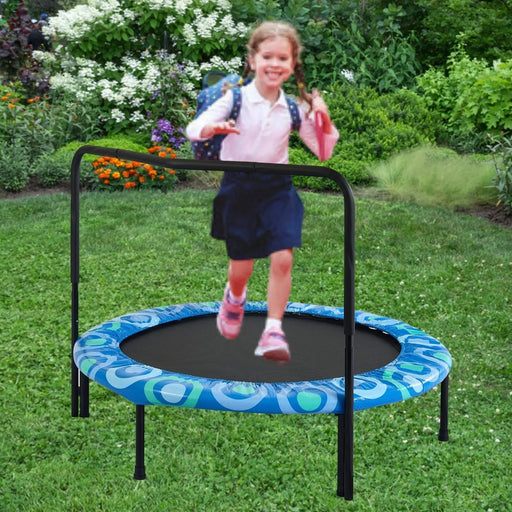 Blue Joy Children's Trampoline with Handrails for Indoor and Outdoor Fun, Ages 3-7, Steel Frame Default -DTYStore
