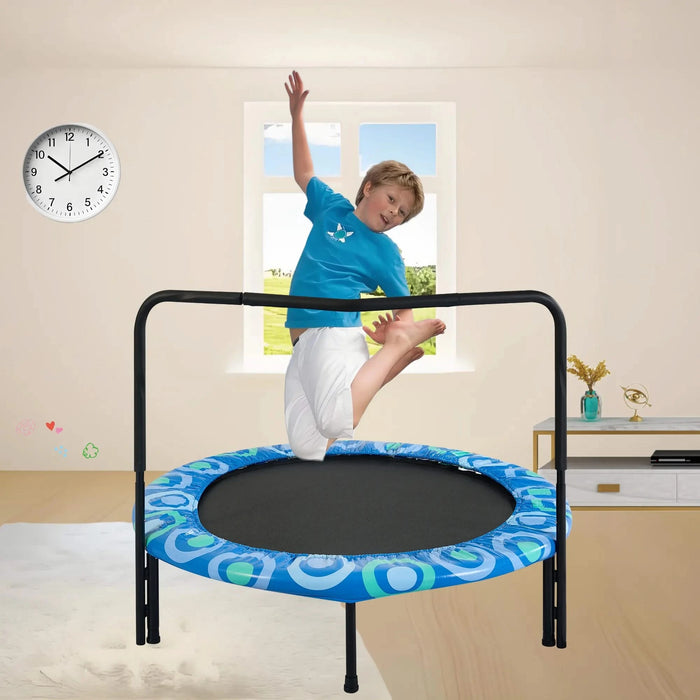 Blue Joy Children's Trampoline with Handrails for Indoor and Outdoor Fun, Ages 3-7, Steel Frame Default -DTYStore