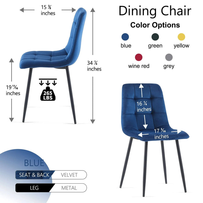 Blue Velvet Dining Chairs Set of 4,Modern Kitchen Dining Room Chairs Default -DTYStore