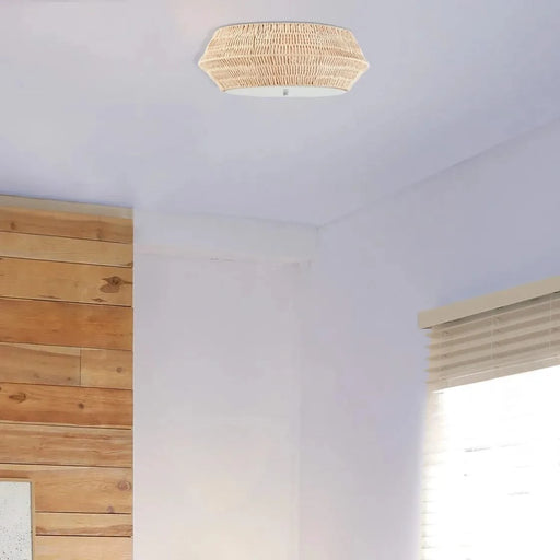 Boho Bamboo Flush Mount Ceiling Light Natural See below Default -DTYStore