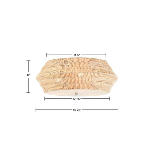 Boho Bamboo Flush Mount Ceiling Light Natural See below Default -DTYStore