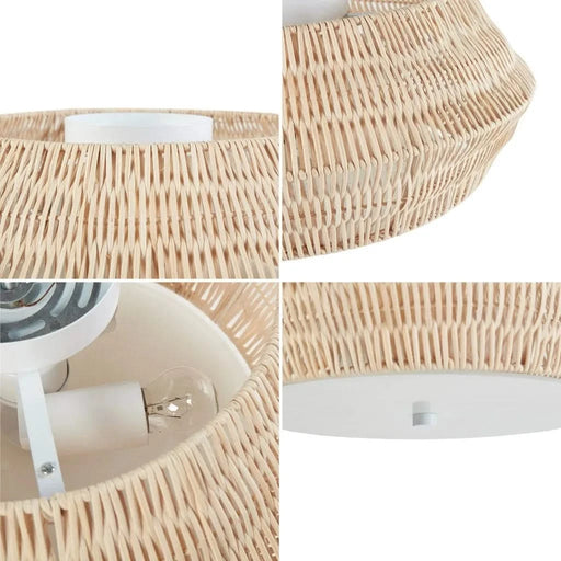 Boho Bamboo Flush Mount Ceiling Light Natural See below Default -DTYStore