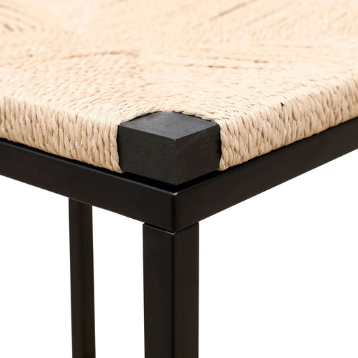 Boho Style Backless Bar Stools Set of 2 with Paper Rope Woven Seat & Metal Frame for Kitchen Counter Default -DTYStore