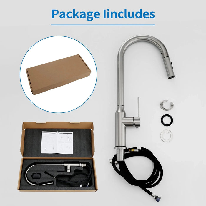 Bothwa Home 18.83' CUPC Certified Pull-down Kitchen Faucet (Brushed Nickel Finish) - DTY Store