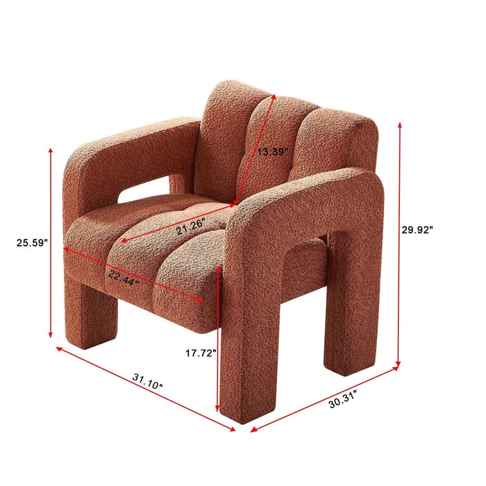 Boucle Upholstered Accent Chair with High-Density Foam in Orange, Solid Wood Frame, 31.10 inch Wide - DTY Store