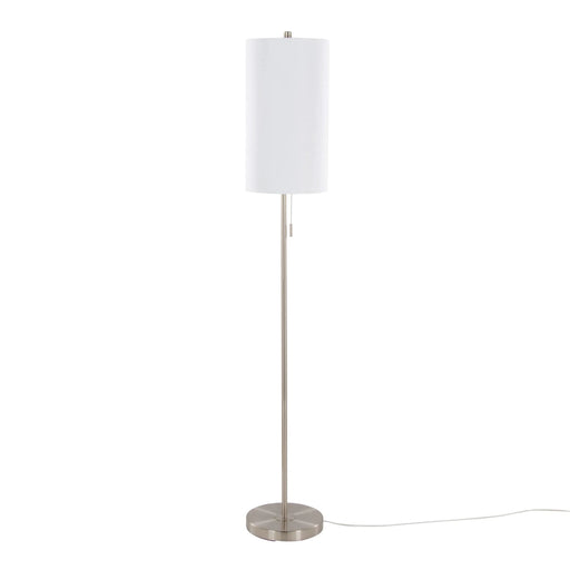 Bounty 62' Contemporary Metal Floor Lamp in Brushed Nickel with White Textured Linen Shade from Grandview Gallery by LumiSource Default -DTYStore
