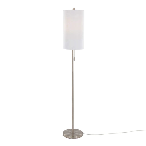 Bounty 62' Contemporary Metal Floor Lamp in Brushed Nickel with White Textured Linen Shade from Grandview Gallery by LumiSource Default -DTYStore