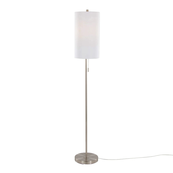 Bounty 62' Contemporary Metal Floor Lamp in Brushed Nickel with White Textured Linen Shade from Grandview Gallery by LumiSource Default -DTYStore