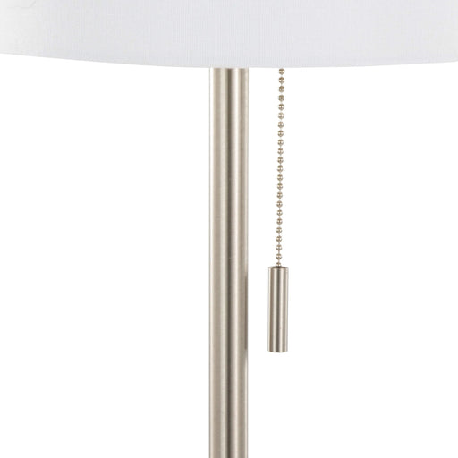 Bounty 62' Contemporary Metal Floor Lamp in Brushed Nickel with White Textured Linen Shade from Grandview Gallery by LumiSource Default -DTYStore