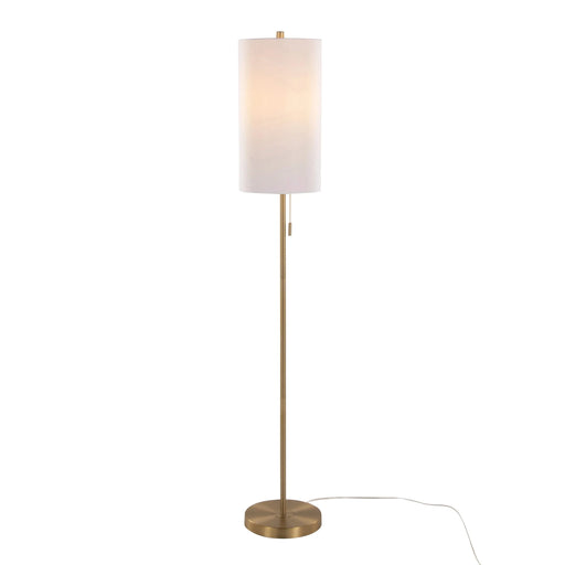 Bounty 62' Contemporary Metal Floor Lamp in Gold Metal with White Linen Shade from Grandview Gallery by LumiSource Default -DTYStore