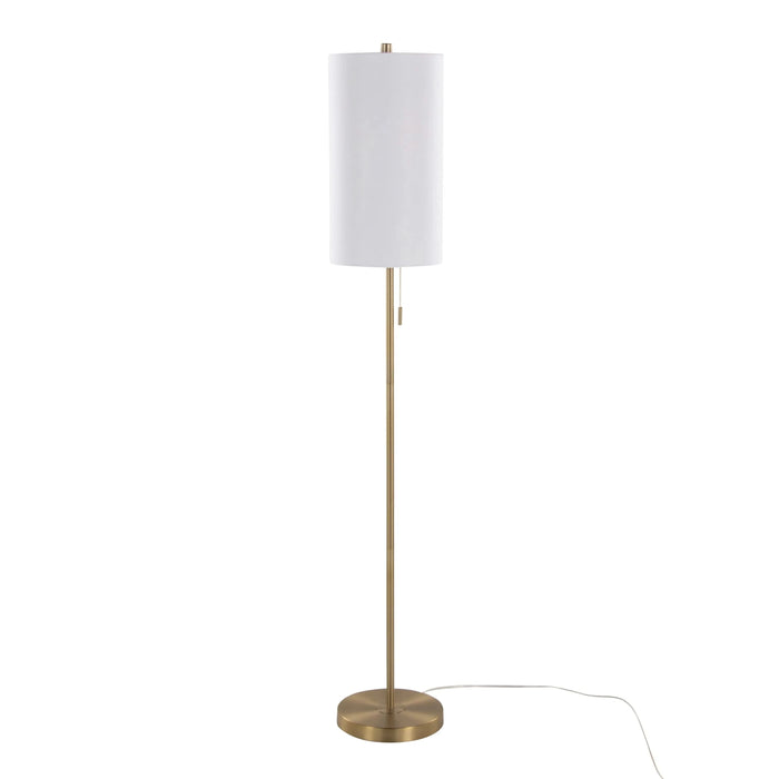 Bounty 62' Contemporary Metal Floor Lamp in Gold Metal with White Linen Shade from Grandview Gallery by LumiSource Default -DTYStore
