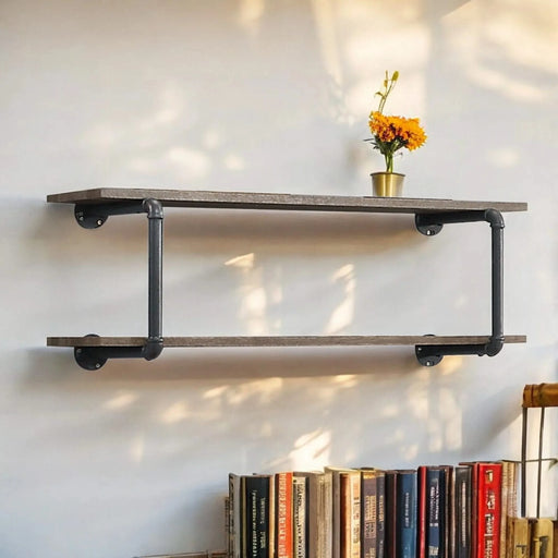 Brantley Antique Oak & Sandy Gray Finish Wall Rack Default -DTYStore