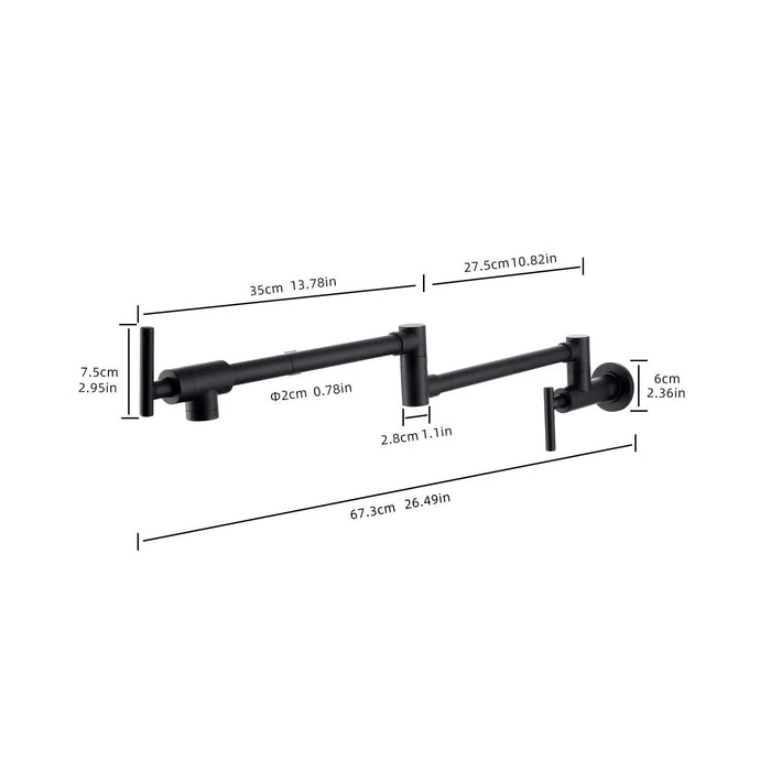 Brass Pot Filler,Wall Mount Commercial Pot Filler Faucet,Brass Copper Material Kitchen Folding Faucet,Coffee Machine Faucet with Stretchable Double Joint Swing Arms,Style A,Black ened Default -DTYStore