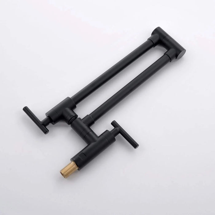 Brass Pot Filler,Wall Mount Commercial Pot Filler Faucet,Brass Copper Material Kitchen Folding Faucet,Coffee Machine Faucet with Stretchable Double Joint Swing Arms,Style A,Black ened Default -DTYStore