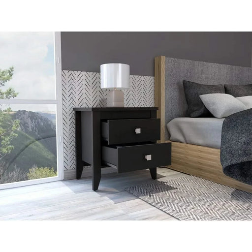 Breeze Four-Legged Modern Bedroom Nightstand, with Two Drawers Default -DTYStore