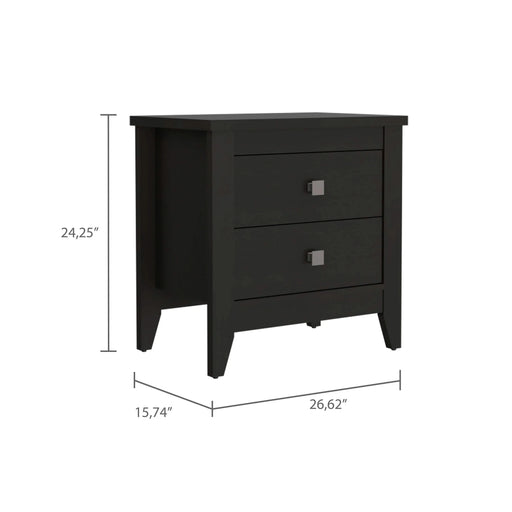Breeze Four-Legged Modern Bedroom Nightstand, with Two Drawers Default -DTYStore