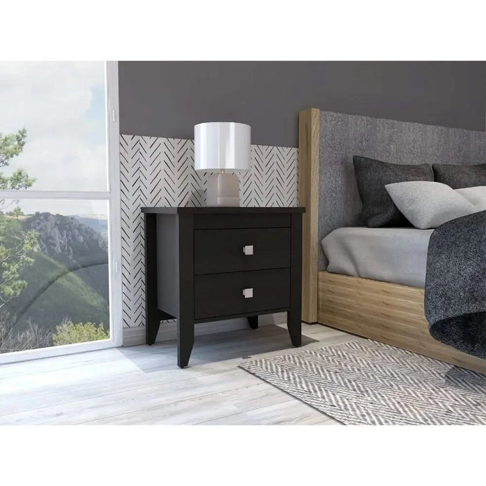 Breeze Four-Legged Modern Bedroom Nightstand, with Two Drawers Default -DTYStore