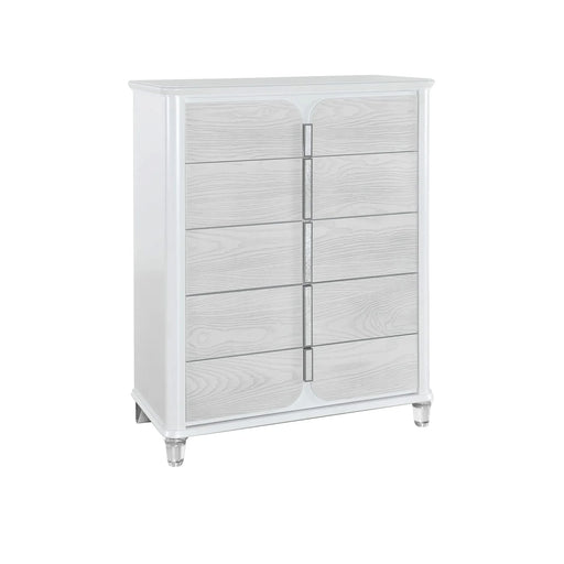 Brenda Grey 5PC King Bedroom Set with LED Lighting, White Upholstery, Wood Frame Default -DTYStore