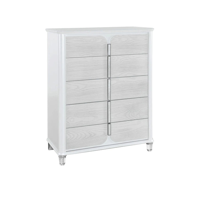 Brenda Grey 5PC King Bedroom Set with LED Lighting, White Upholstery, Wood Frame Default -DTYStore