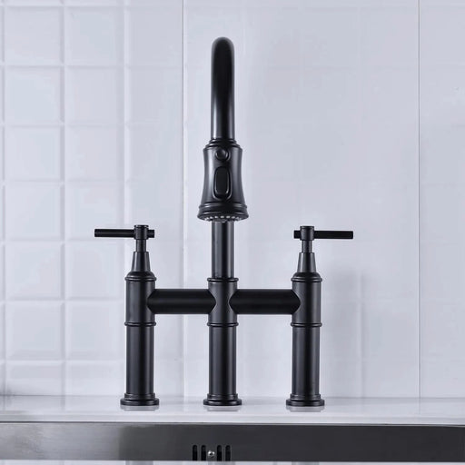Bridge Kitchen Faucet with Pull-Down Sprayhead in Spot Default -DTYStore