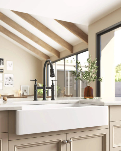 Bridge Kitchen Faucet with Pull-Down Sprayhead in Spot Default -DTYStore