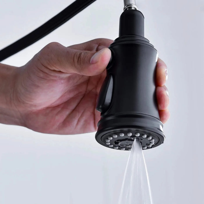 Bridge Kitchen Faucet with Pull-Down Sprayhead in Spot Default -DTYStore