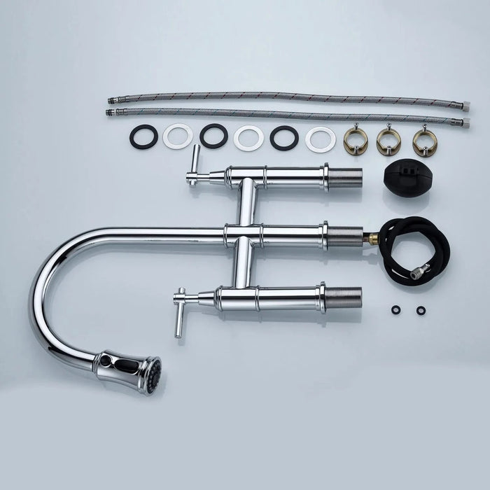 Bridge Kitchen Faucet with Pull-Down Sprayhead in Spot Default -DTYStore