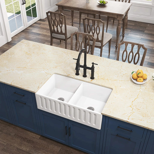 Bridge Kitchen Faucet with Pull-Down Sprayhead in Spot Default -DTYStore