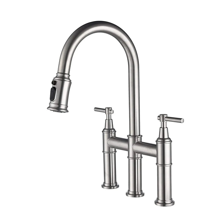 Bridge Kitchen Faucet with Pull-Down Sprayhead in Spot Default -DTYStore