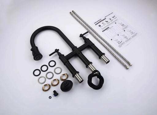 Bridge Kitchen Faucet with Pull-Down Sprayhead in Spot Default -DTYStore