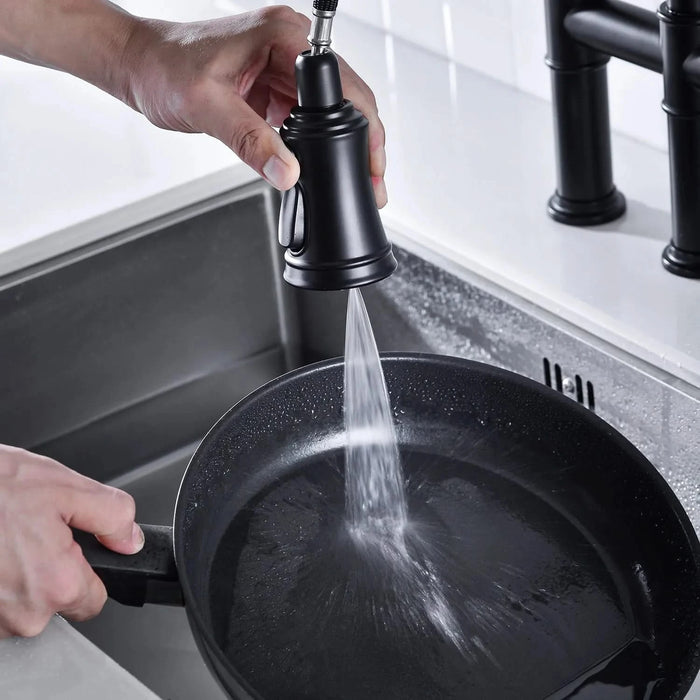 Bridge Kitchen Faucet with Pull-Down Sprayhead in Spot -DTYStore