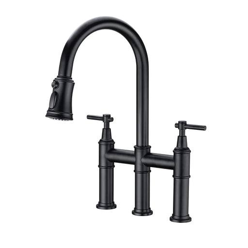 Bridge Kitchen Faucet with Pull-Down Sprayhead in Spot Default -DTYStore