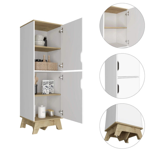 British Single Kitchen Pantry, Four Storage Shelves, Double Doors Cabinets Default -DTYStore
